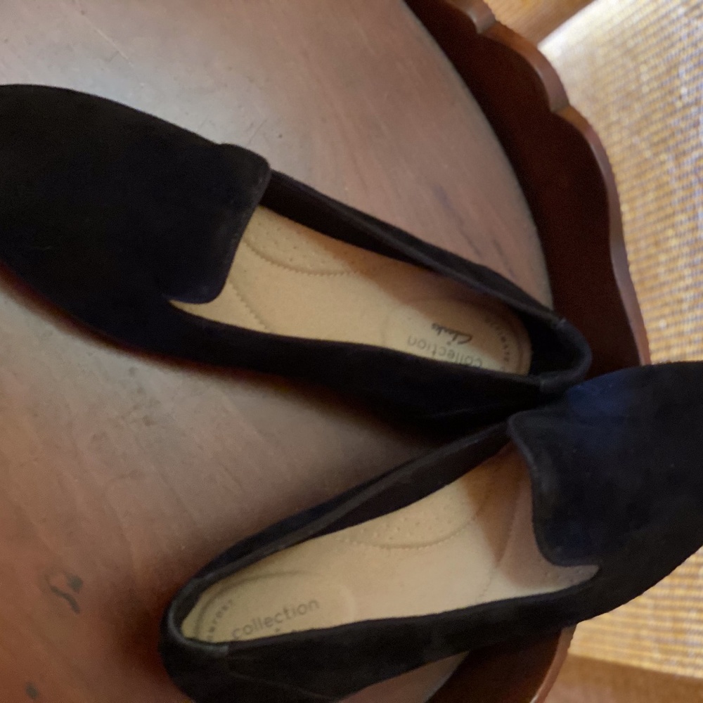 New Clarks black suede loafer